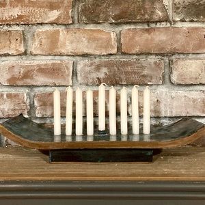 NEW Beautiful artisan made porcelain menorah by slablab pottery.